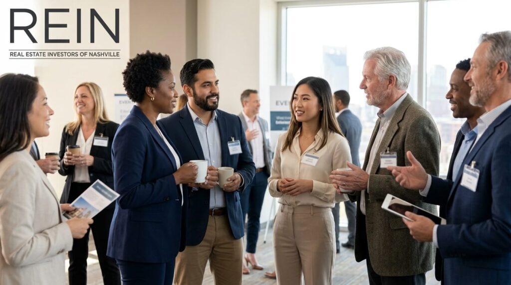 Real Estate Investors Association members networking at a meeting in Nashville