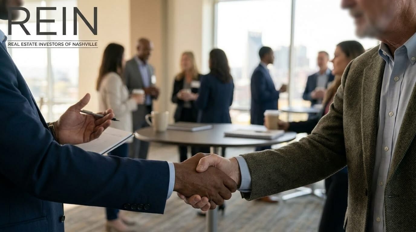 Nashville real estate investors chatting at a Real Estate Investors Association meeting