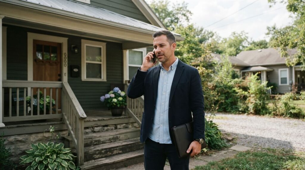 Investor receiving a phone call about an off-market property deal in Nashville