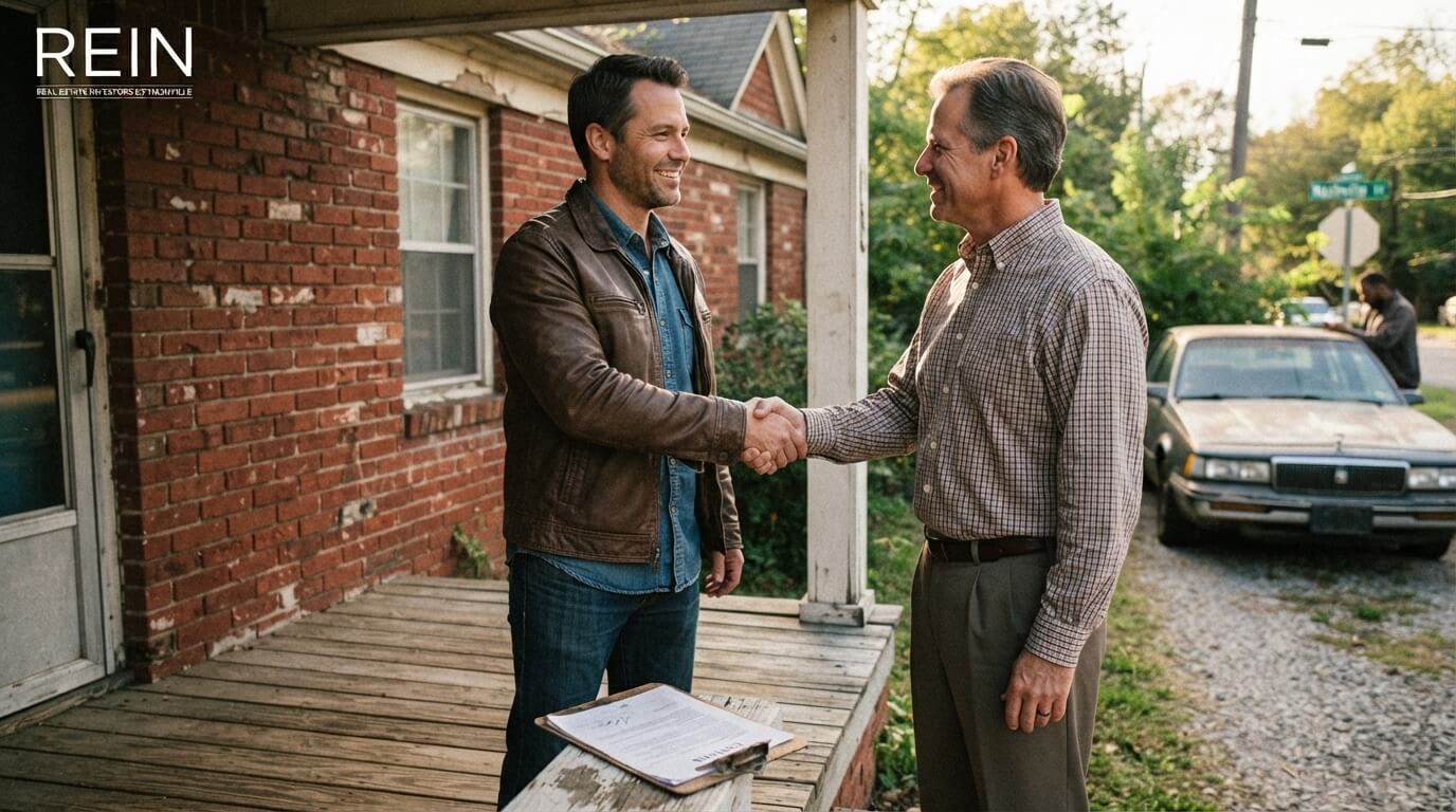 Wholesale deal being assigned from one investor to a cash buyer at a Nashville real estate meeting
