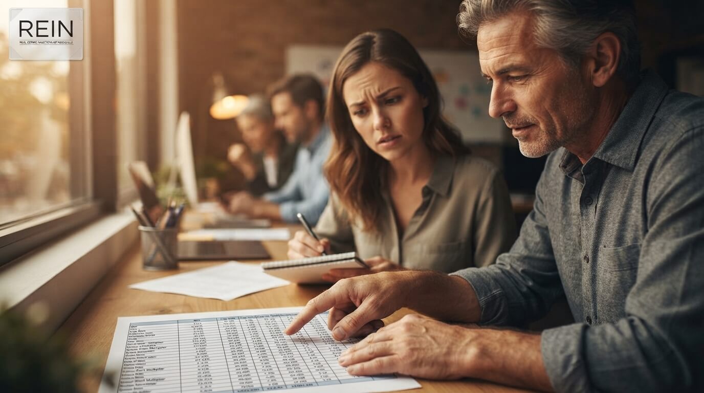 Experienced investor mentoring a newer member during real estate investing training