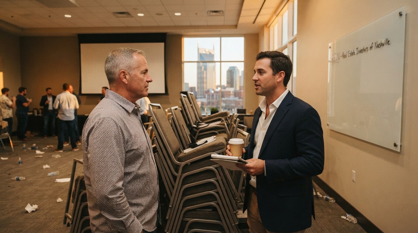 Instructor leading a real estate investing workshop for a small group of Nashville investors