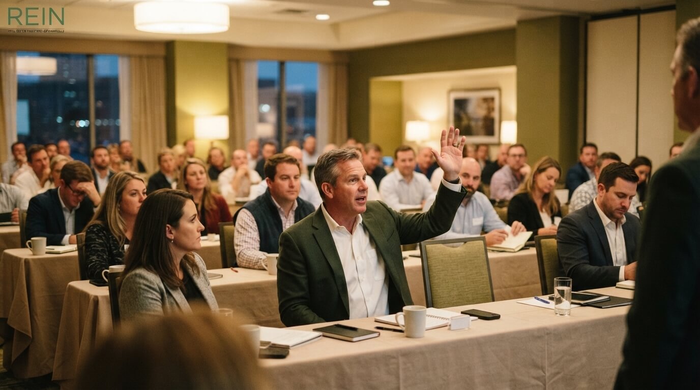 Members networking informally after a real estate investing group meeting in Nashville

